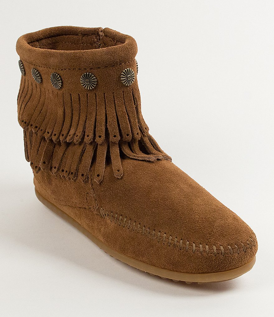 Minnetonka Women's Double-Fringe Suede Booties | Dillards