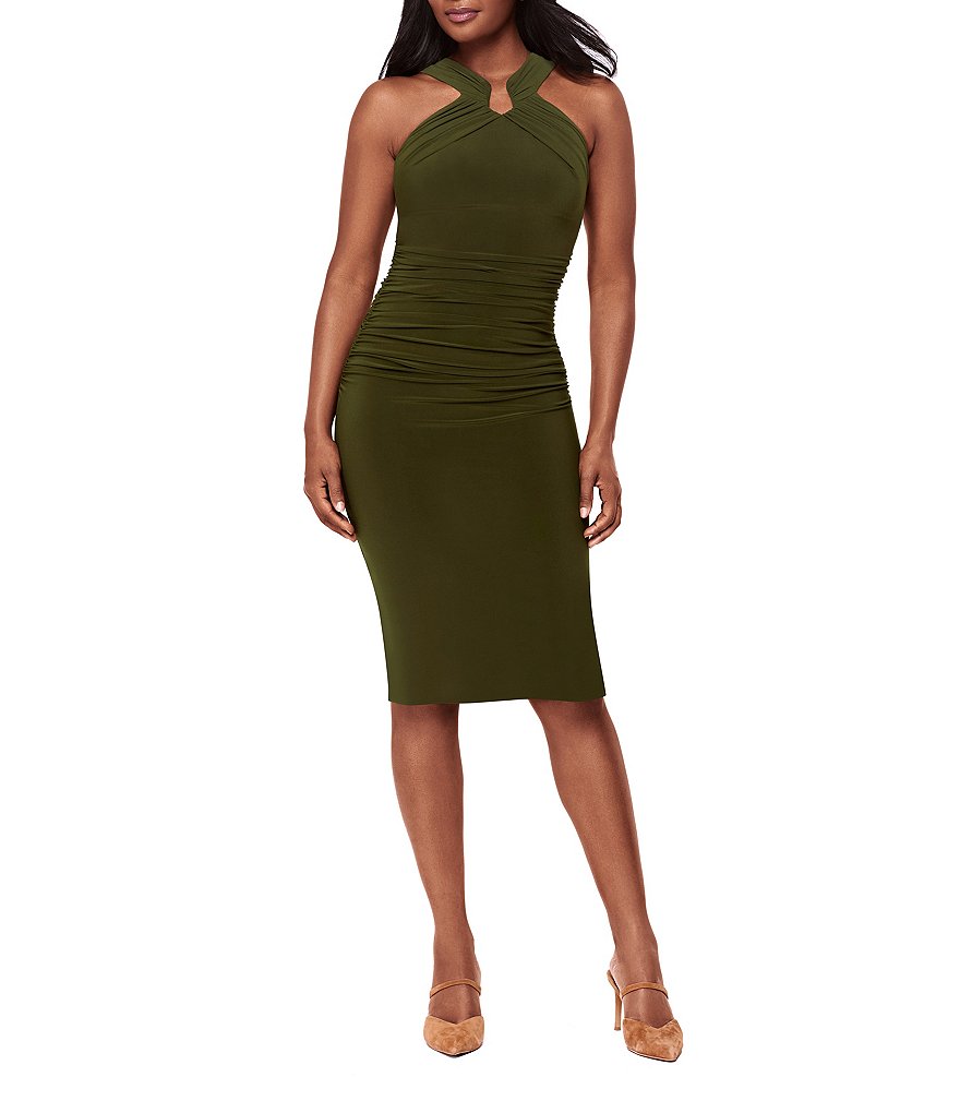 solid cut out bodycon dress Miraclesuit Idol Solid High Neck Sleeveless Cut-Out Bodycon Dress