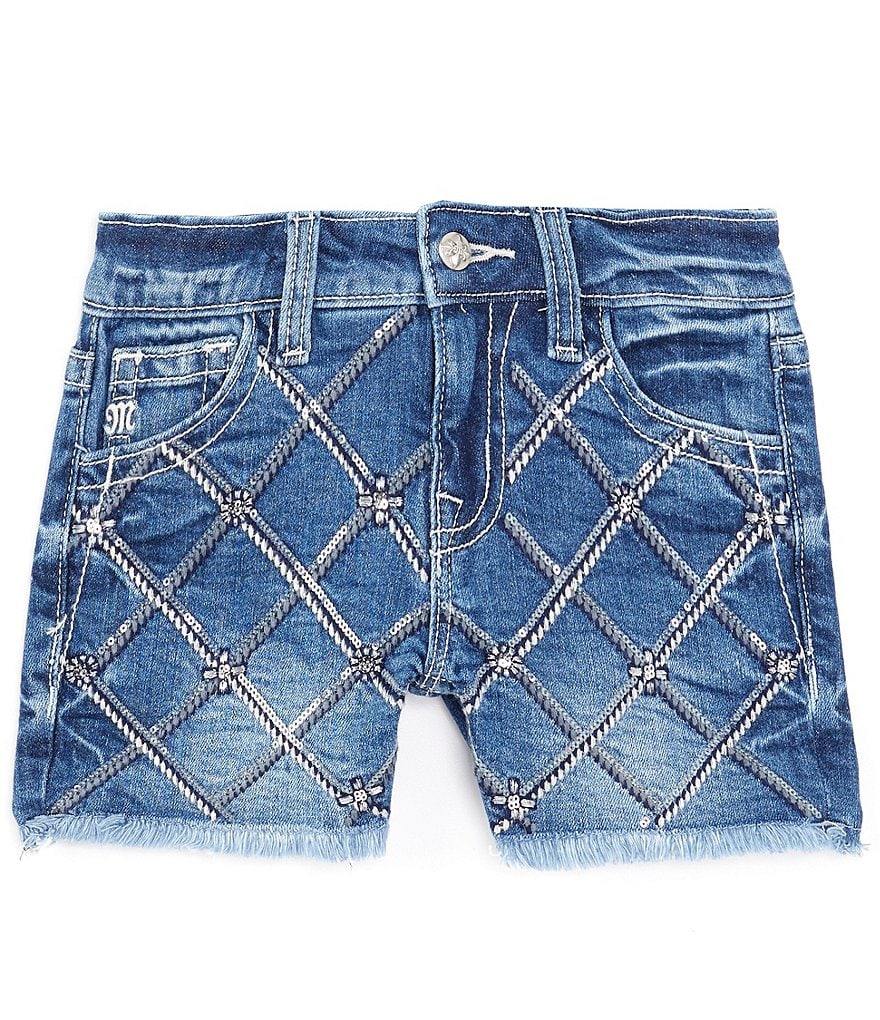 Miss Me Big Girls 7-16 Criss Cross Rhinestone Shorts