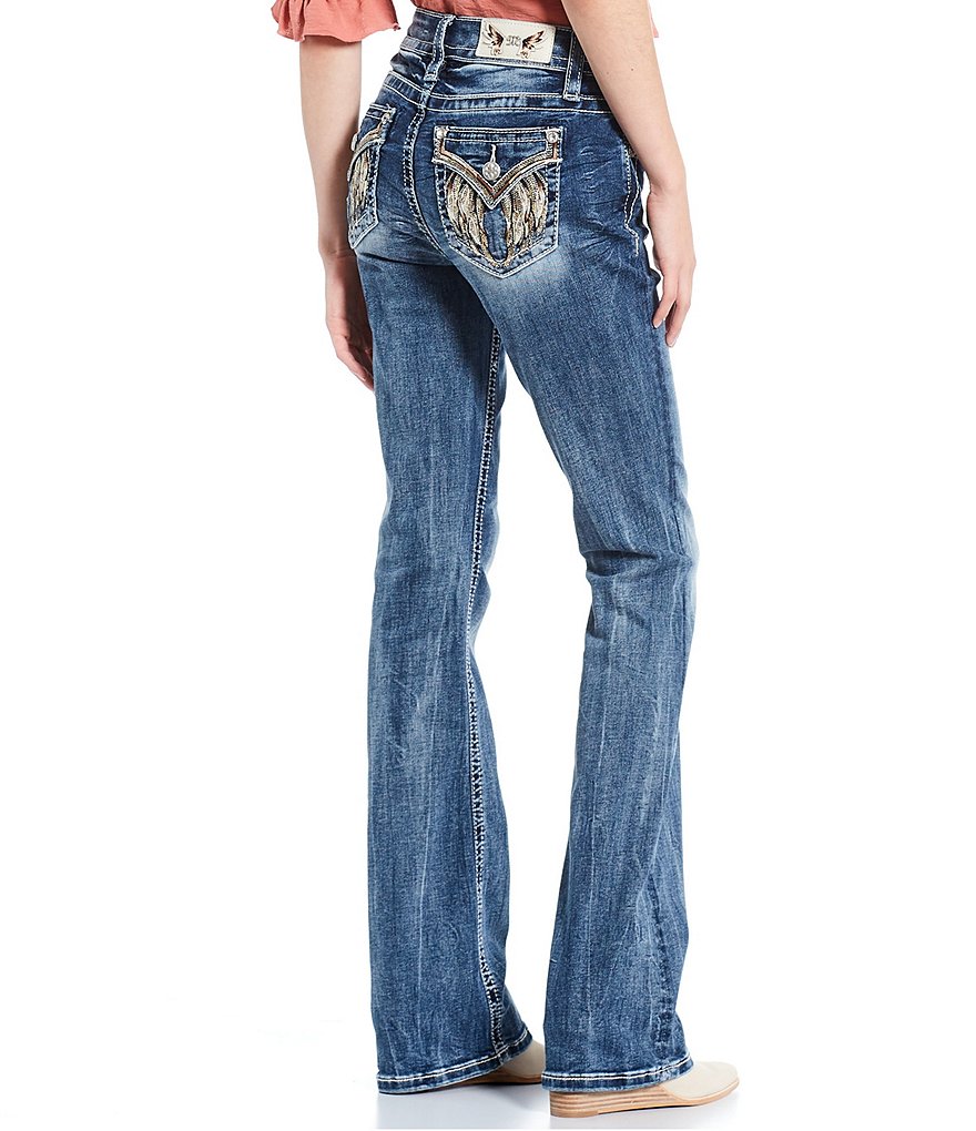 Miss Me Mid Rise Embellished Wing Flap Pocket Bootcut Jeans Dillards 8766