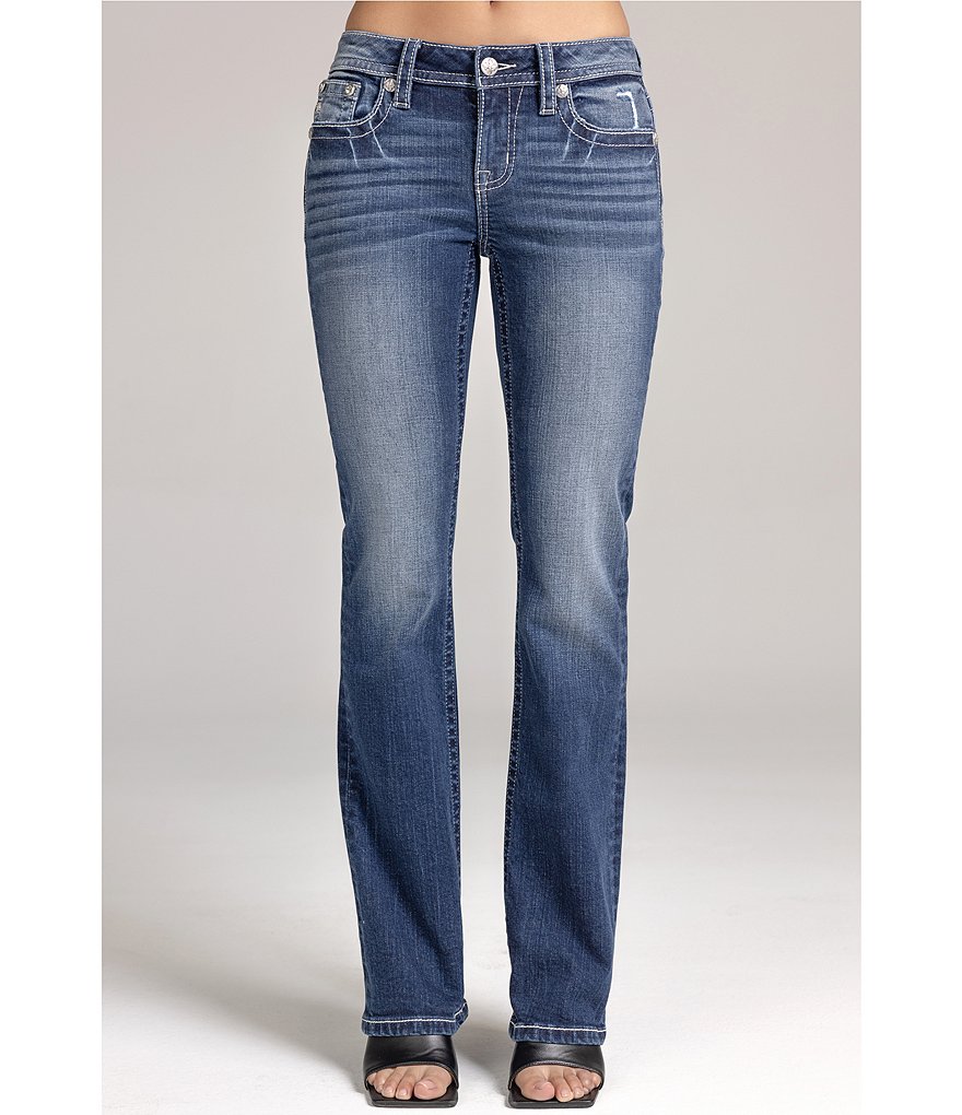 Miss MeWinged Cross Embroidered Mid Rise Bootcut Jeans