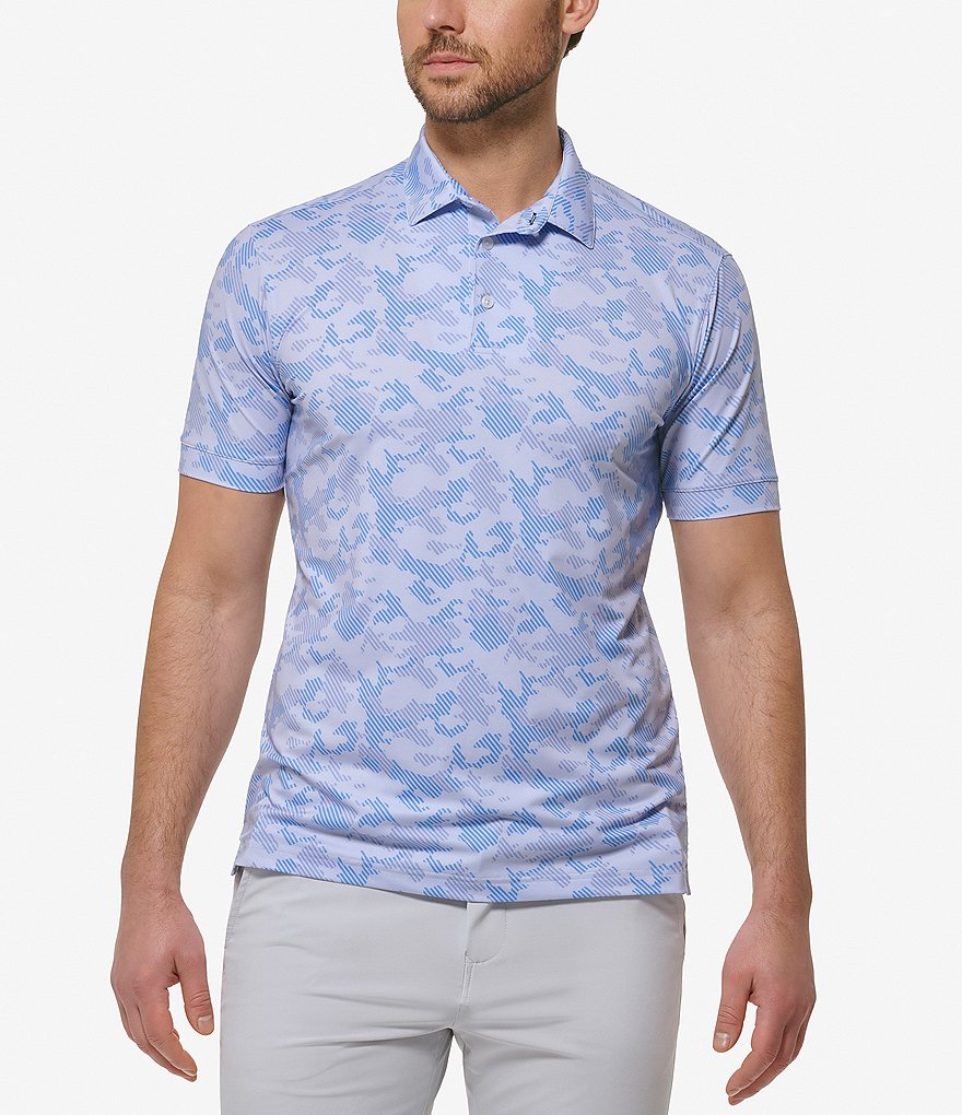 Mizzen+Main Versa Blue Camo Performance Stretch Short Sleeve Polo Shirt ...