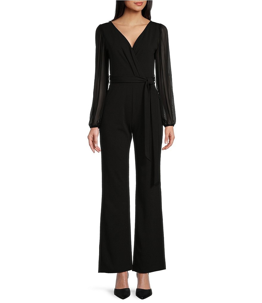 Moa Moa Mesh Long Sleeve Wide Leg Jumpsuit | Dillard's