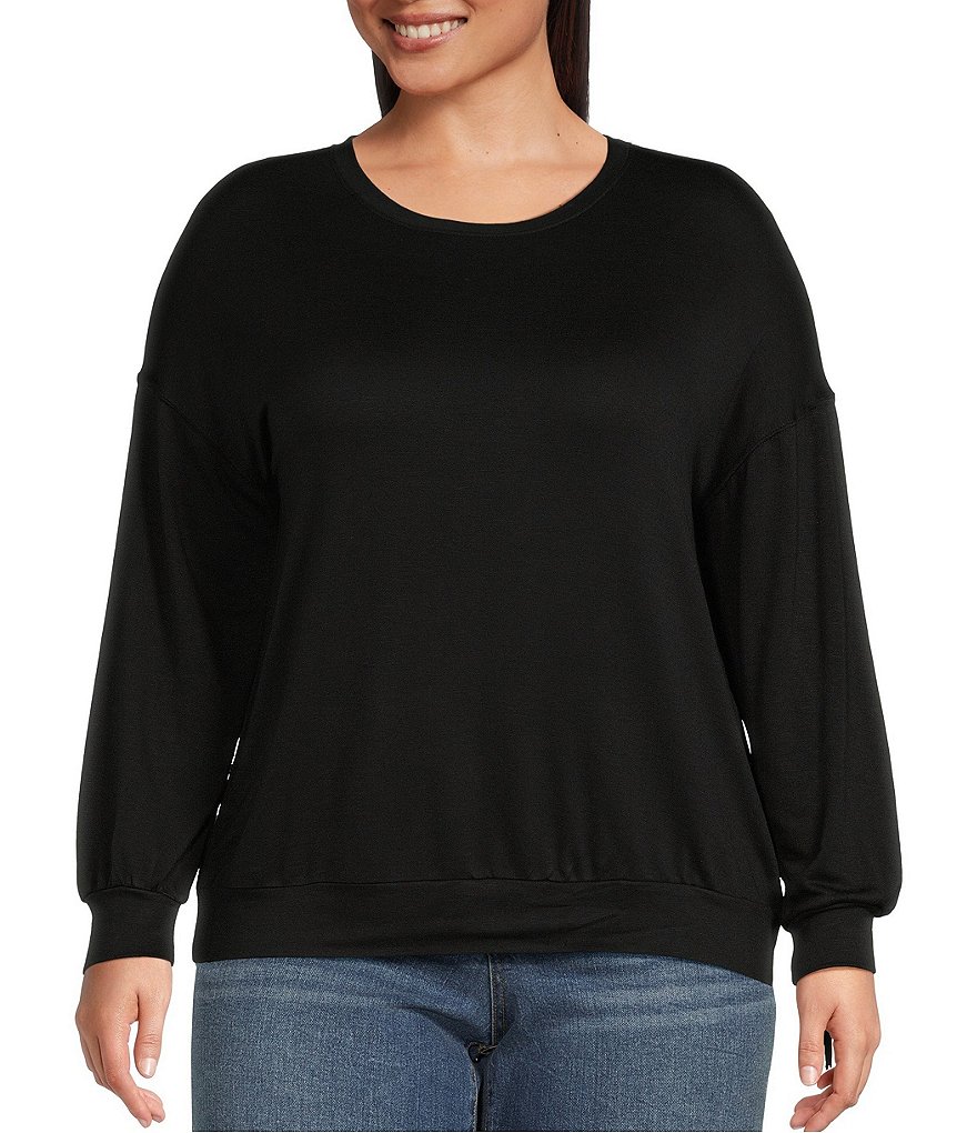 Moa Moa Plus Size Long Sleeve Crew Neck Fringe Pullover | Dillard's