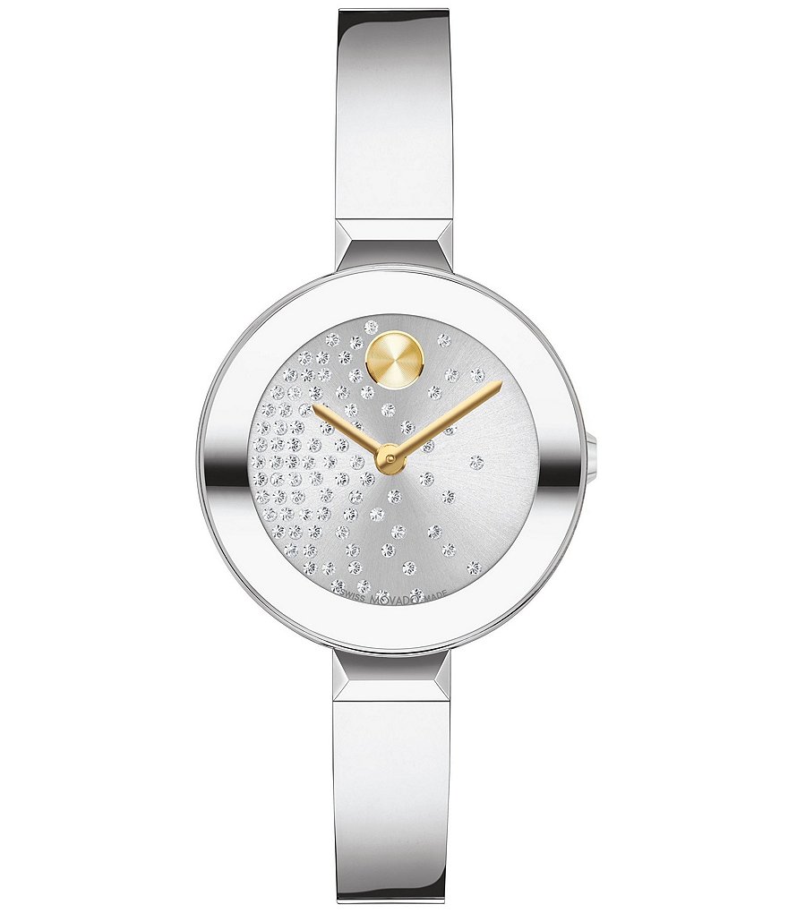 Movado Bold Women's Bangle Quartz Analog Scattered Crystal Dial
