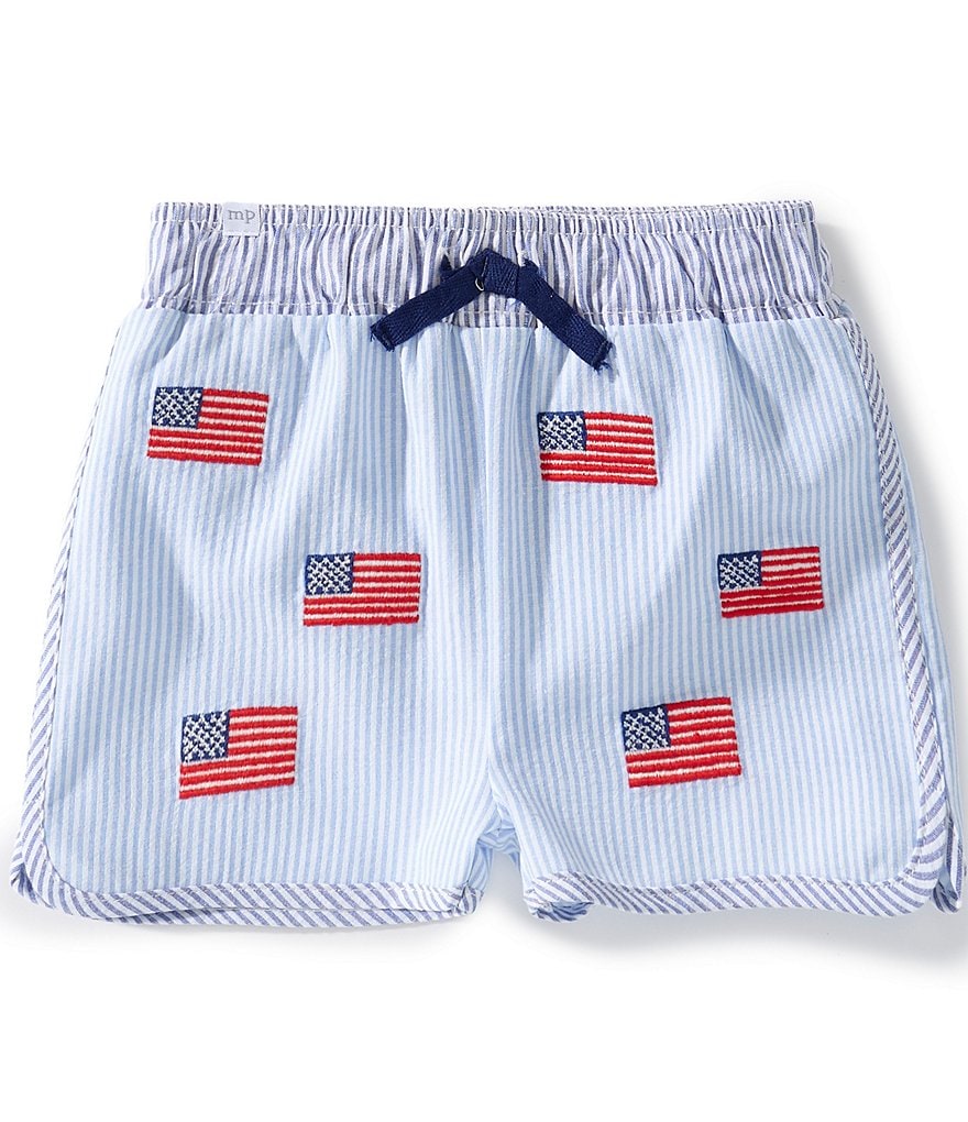 Mud Pie Baby Boys Embroidered Flag Swim Trunks