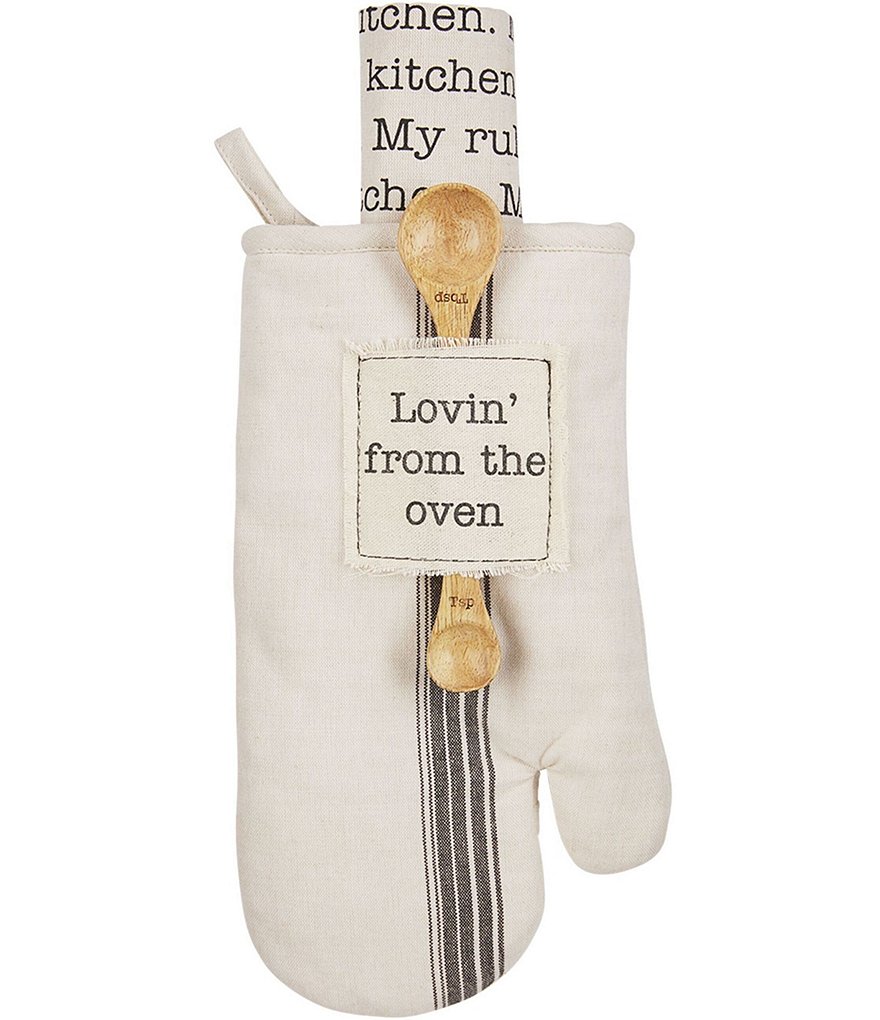 Entertain Everyday Woven Check Double Oven Mitt - Grey