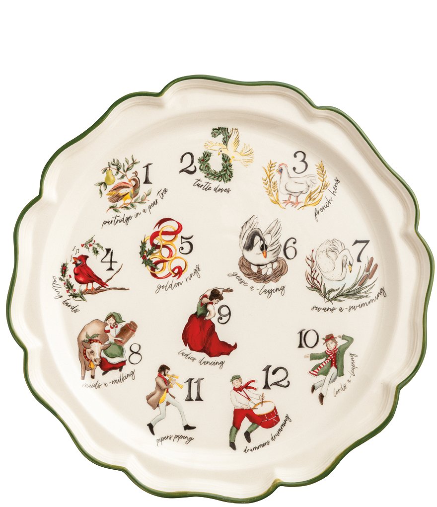 Mud Pie Classic Christmas 12 Days Of Christmas Platter