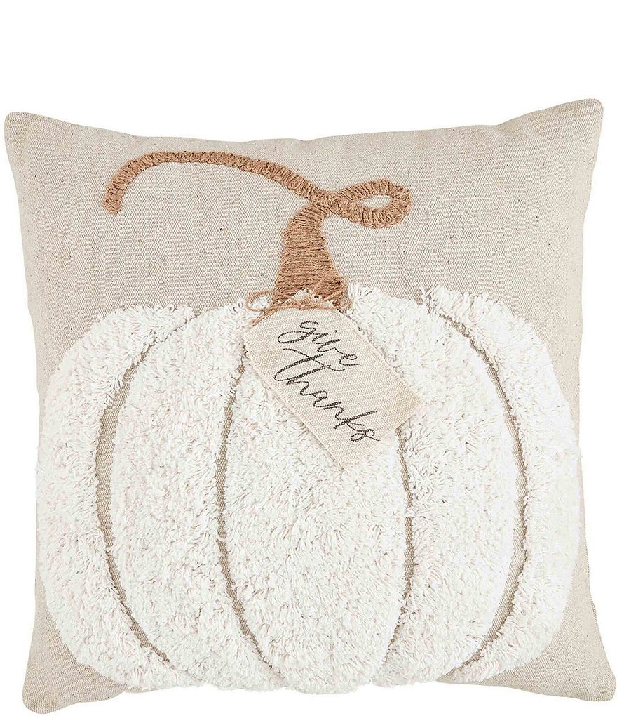 Mud Pie Festive Fall Collection Velvet Pumpkin Square Pillow