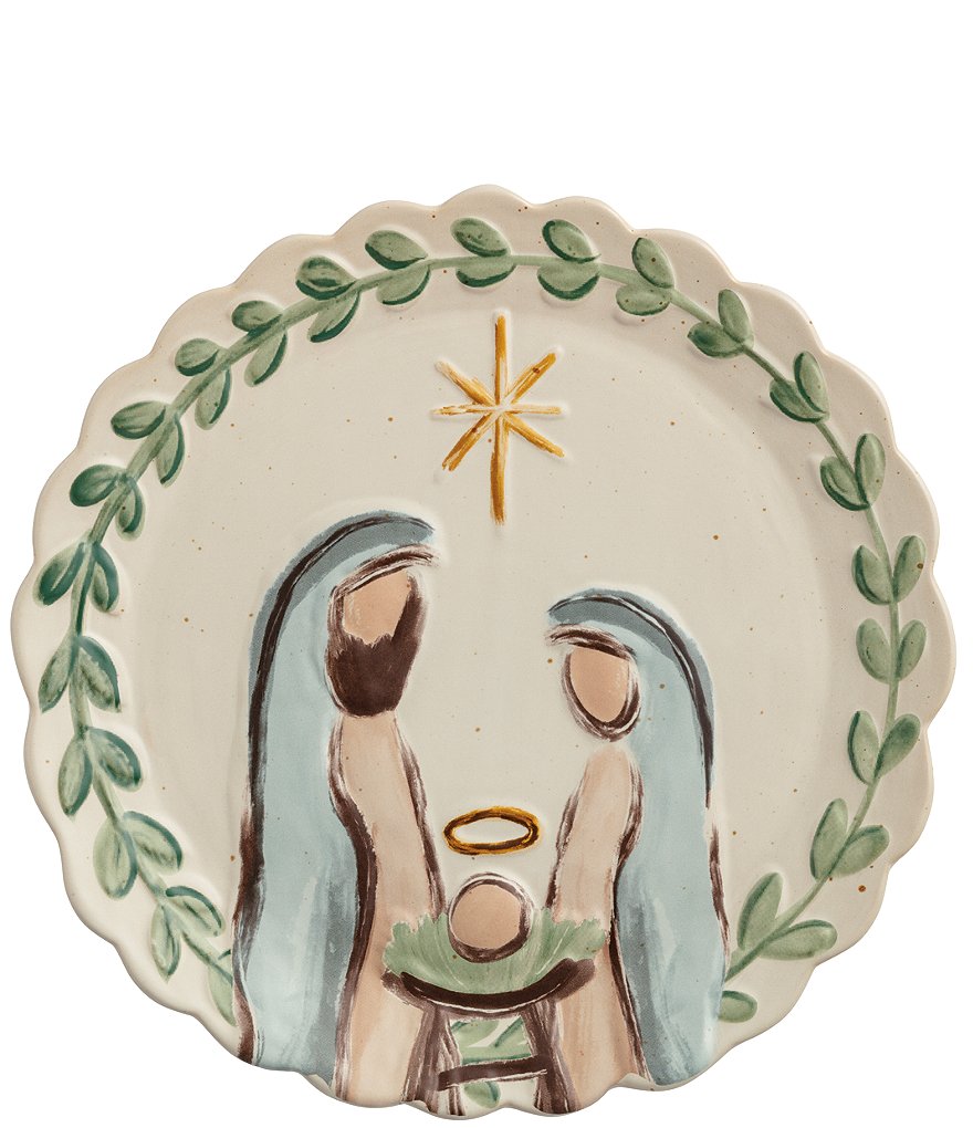 Mud Pie Nativity Round Platter
