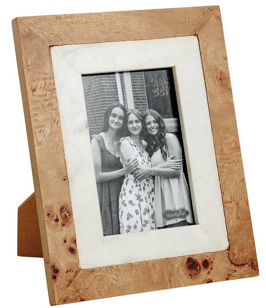 Mud Pie Small Burlwood and Marble Picture Frame, 4#double;x6#double;