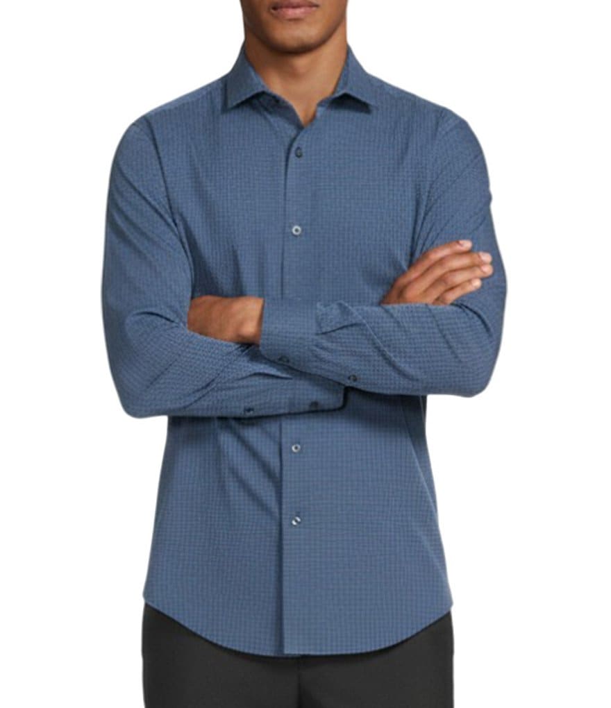Murano Collezione Slim-Fit Cross Pattern Long Sleeve Woven Shirt