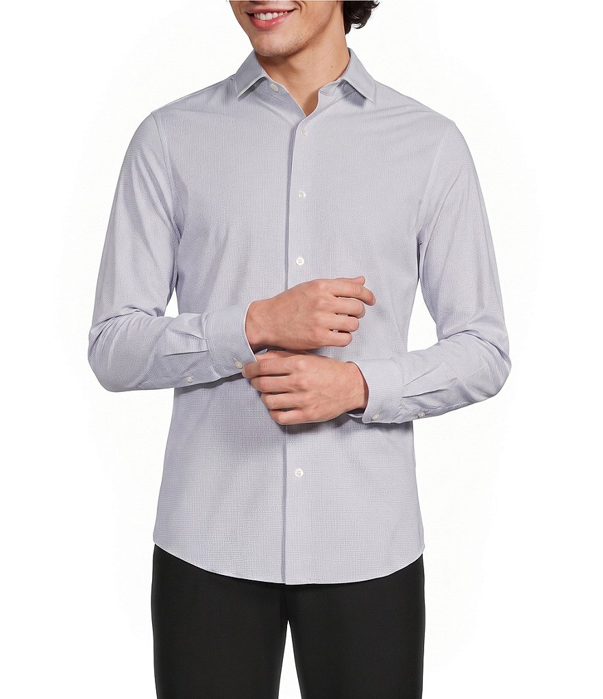 Collezione Slim Fit Grid Pattern Long Sleeve Woven Shirt