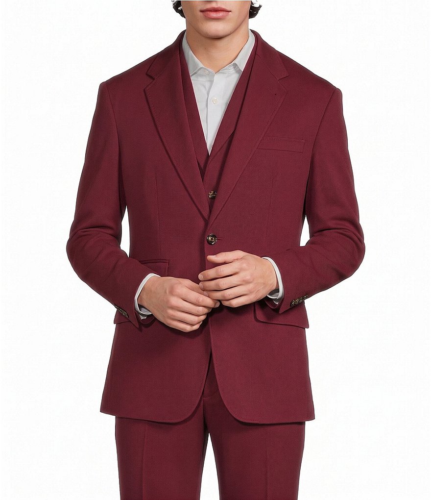 Coordinating Slim Fit Solid Knit Suit Separates Jacket