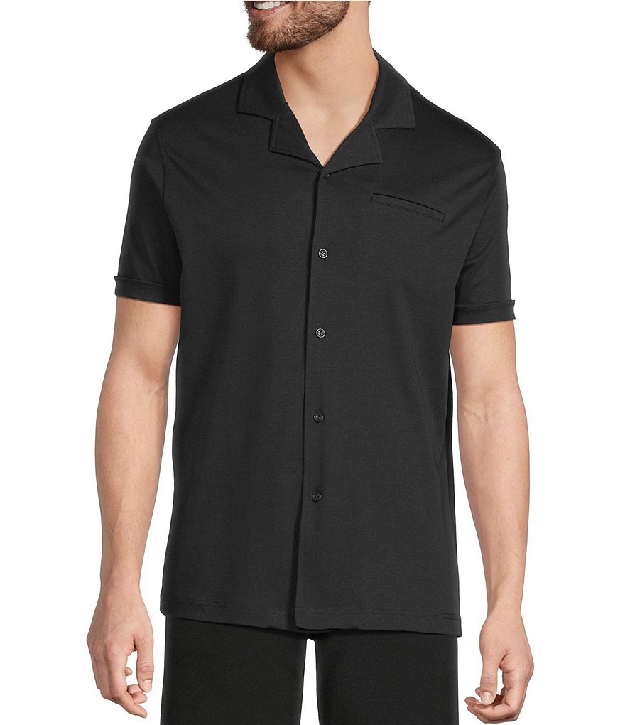 Murano Liquid Luxury Interlock Coat Front Short Sleeve Woven Shirt