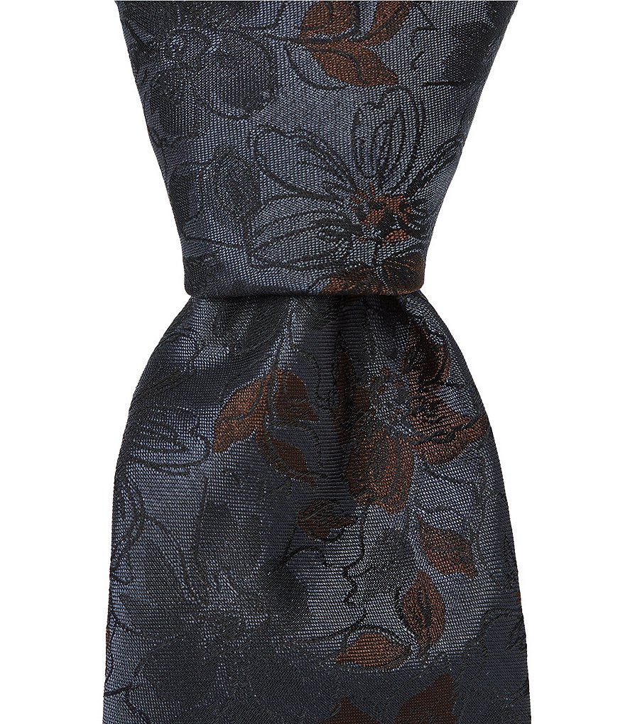 Murano Palm Modern Floral Narrow Silk Blend Tie