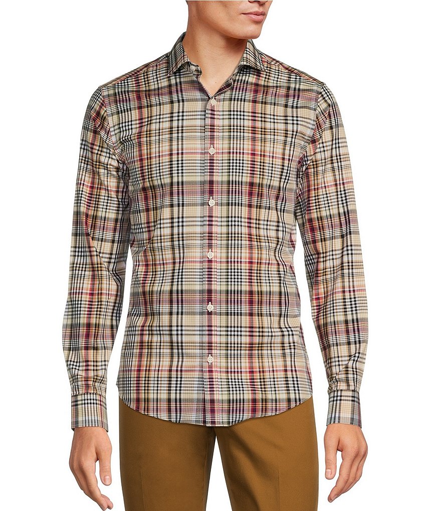 Murano Plantsmen Collection Slim-Fit Plaid Long Sleeve Woven Shirt ...