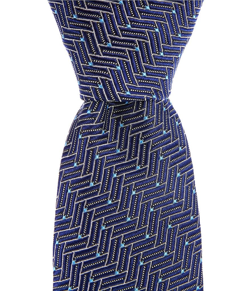 Murano Rectangle Stripe Geo Narrow Silk Blend Tie