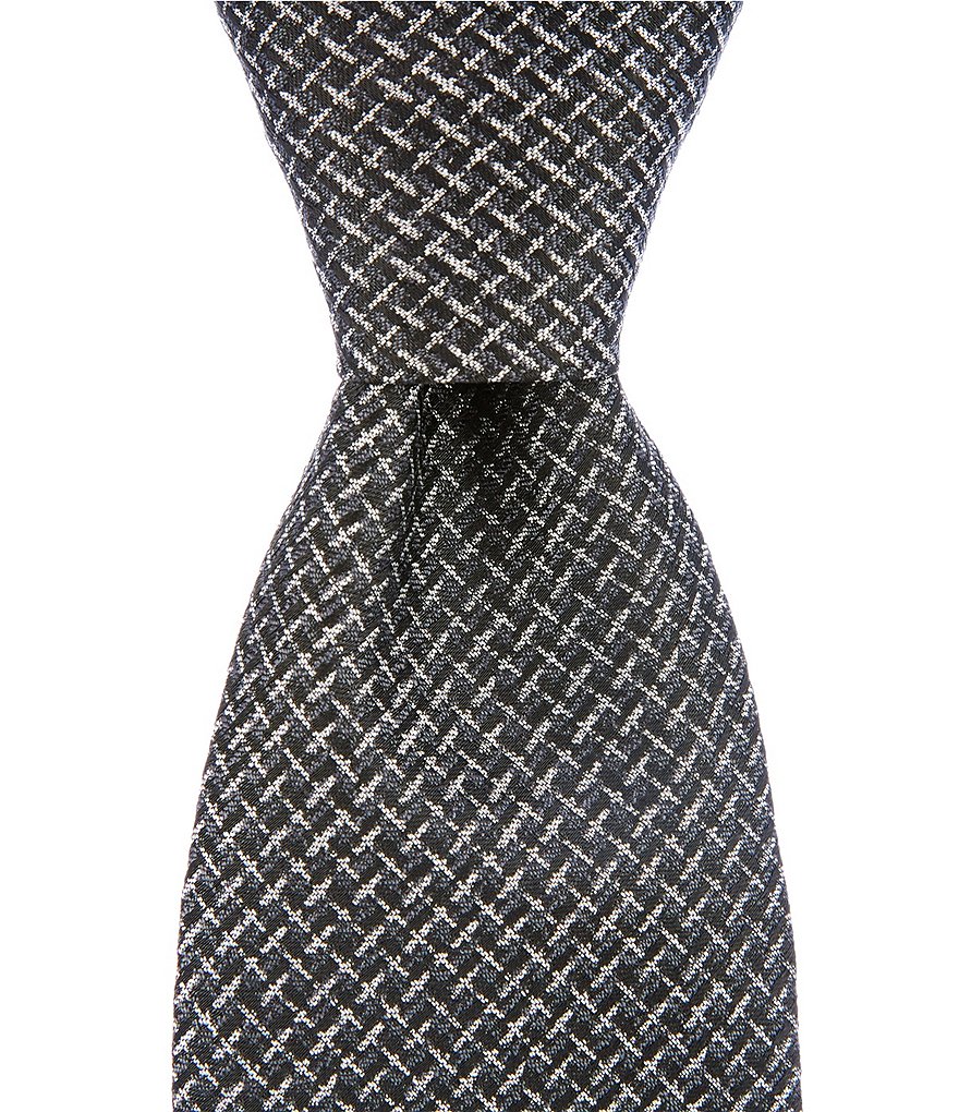 Murano Silver Weave Design Narrow Silk Blend Tie