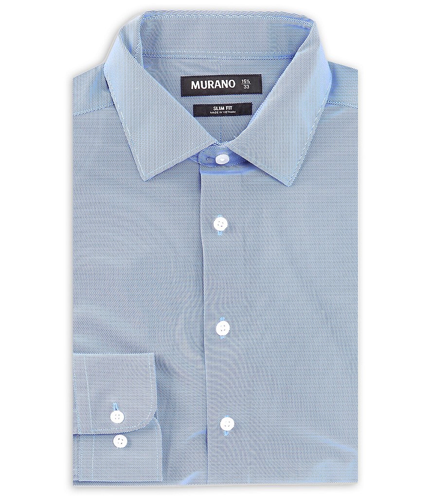 Murano Slim Fit Non-Iron Point Collar Twill Knit Dress Shirt Murano Slim Fit Non-Iron Point Collar Twill Knit Dress Shirt