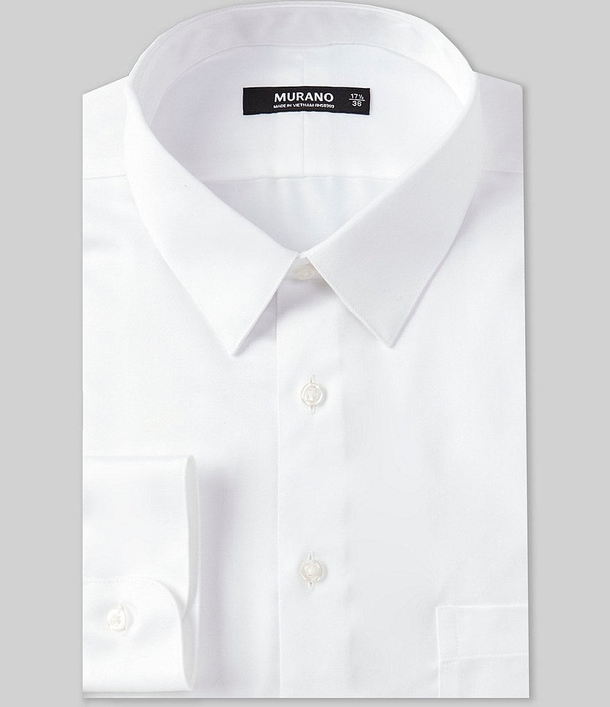 Murano Slim-Fit Point Collar Sateen Dress Shirt, Mens, 18.0 x 35, White - Dillard's Exclusive Murano Slim-Fit Point Collar Sateen Dress Shirt, Mens, 18.0 x 35, White - Dillard's Exclusive