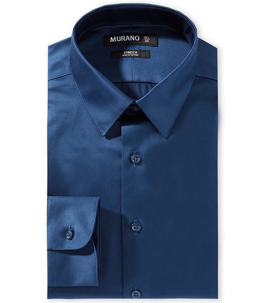 Murano Slim-Fit Point Collar Solid Sateen Dress Shirt | Dillard's