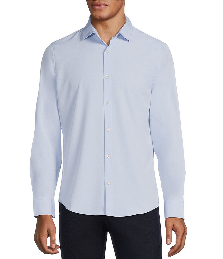 Murano Slim-Fit Solid Performance Stretch Long-Sleeve Woven Shirt