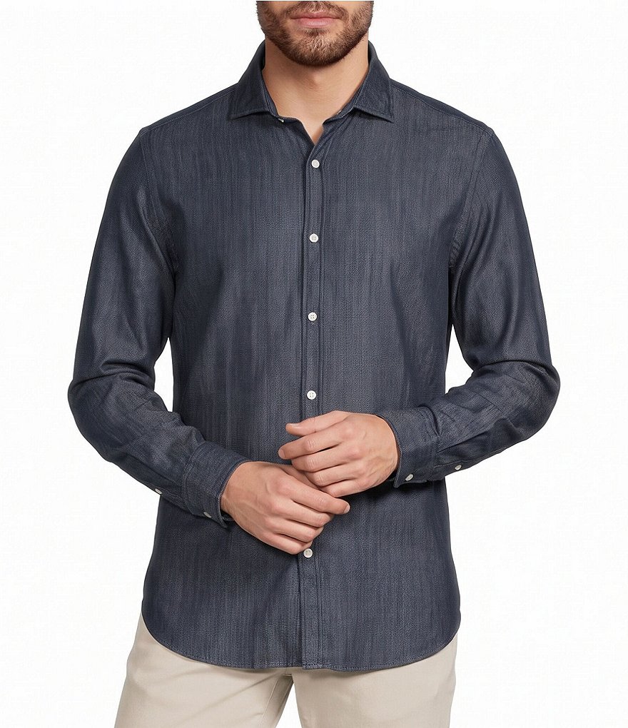 Weekend Edit Slim Fit Denim Long Sleeve Woven Shirt