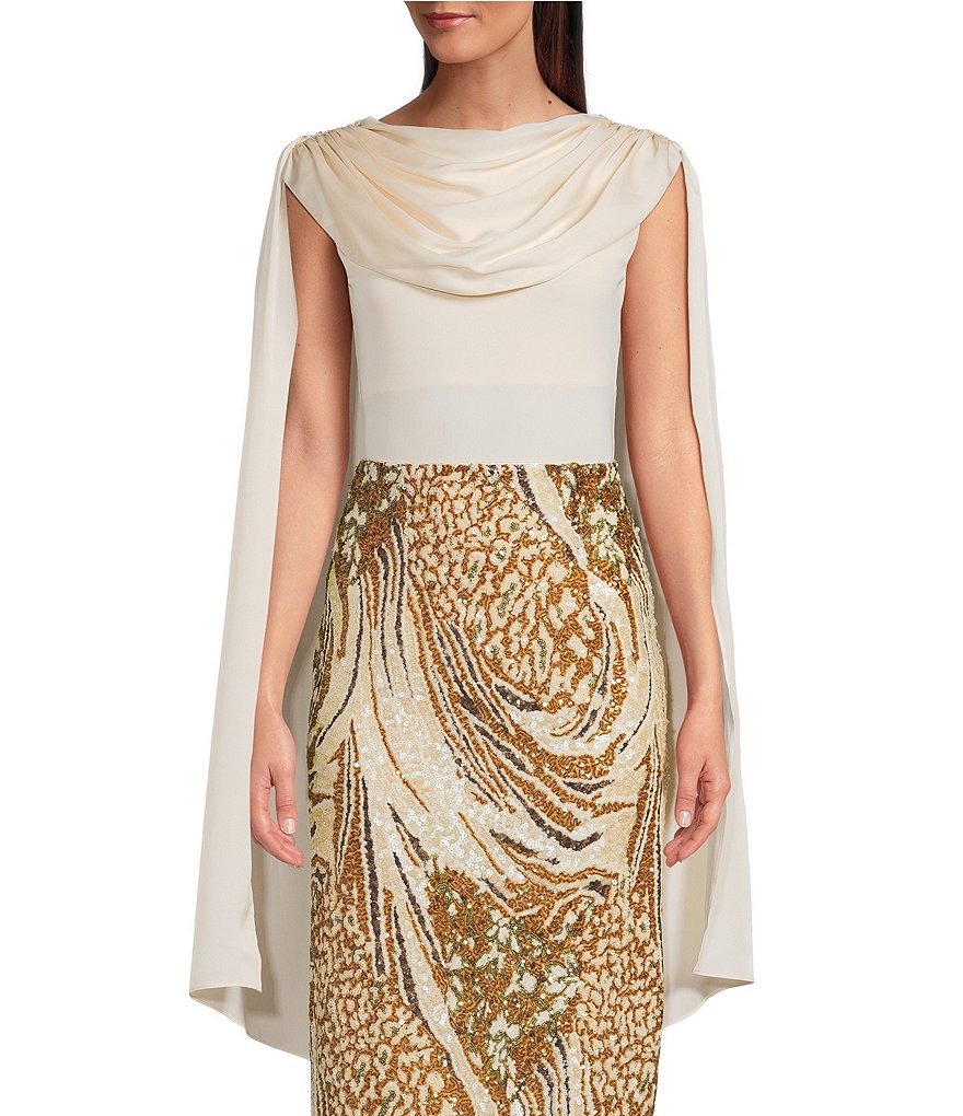 Muse by Marchesa June Cowl Neck Draped Bodysuit | Dillard's