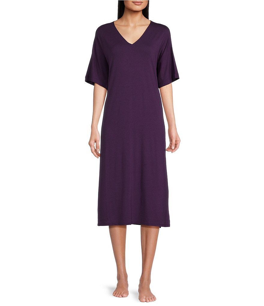 N By Natori Ease Short Sleeve V-Neck Knit Lounger | Dillard's