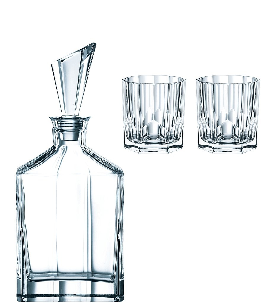Nachtmann Aspen Opulent Decanter and Whiskey Glasses, Set with 3