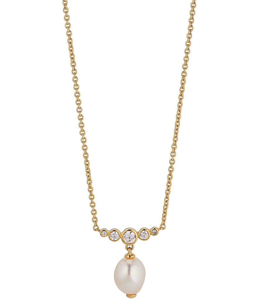 Nadri Siren Freshwater Pearl Drop Crystal Short Pendant Necklace ...