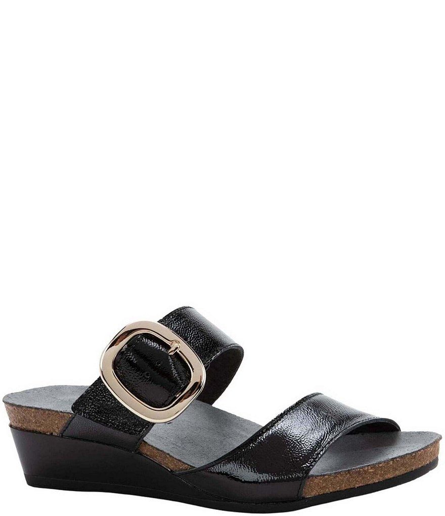 Naot Magic Crinkle Patent Leather Wedge Slide Sandals | Dillard's