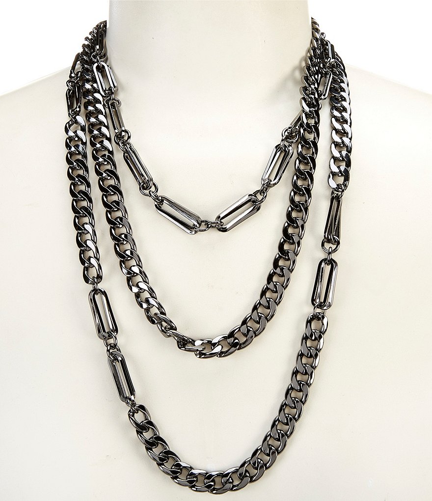 Natasha Accessories Multi Row Link Short Multi Strand Necklace