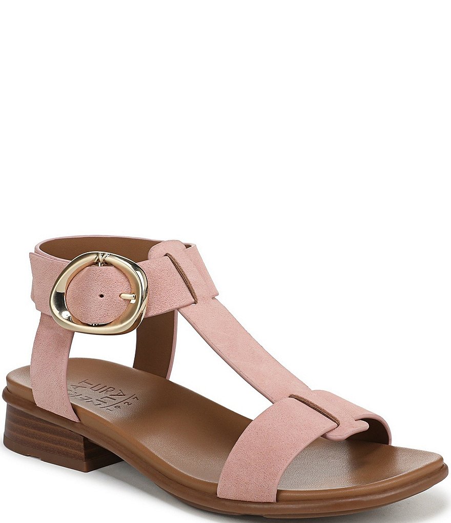 Naturalizer Brandy Suede Big Buckle Hardware T-Strap Ankle Wrap