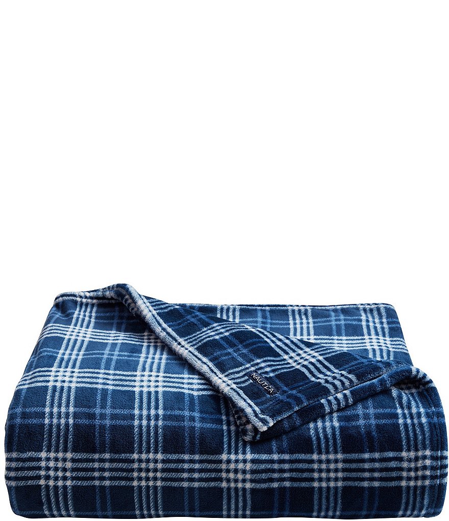 Nautica Gillbrooke Blue Ultra Soft Plush Bed Blanket | Dillard's