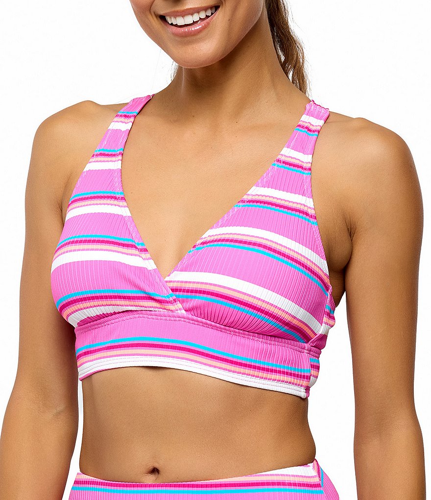 Next by Athena Candy Stripe 25 Minutes Surplice V-Neck Sport Bra