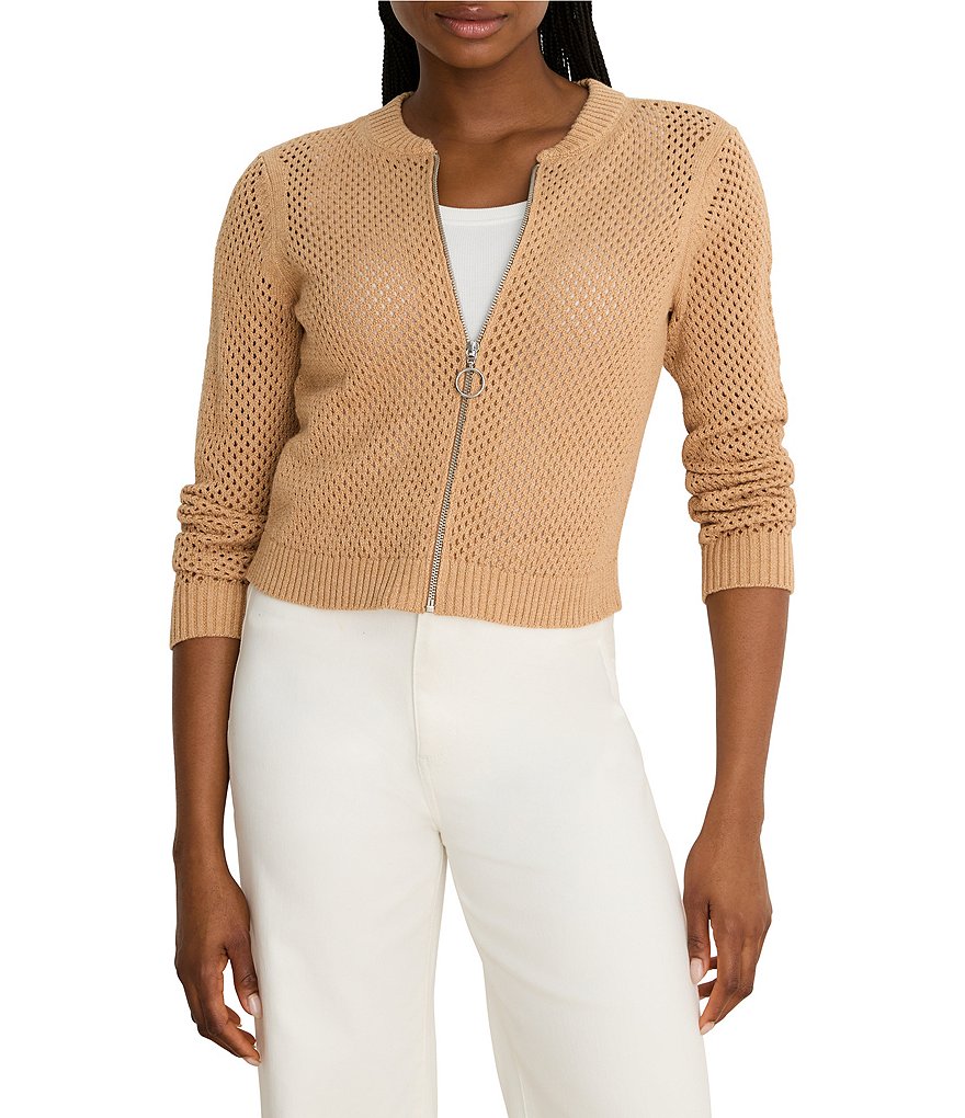 Nic + Zoe Zip-Front Long Sleeve Mesh Cardigan | Dillard's