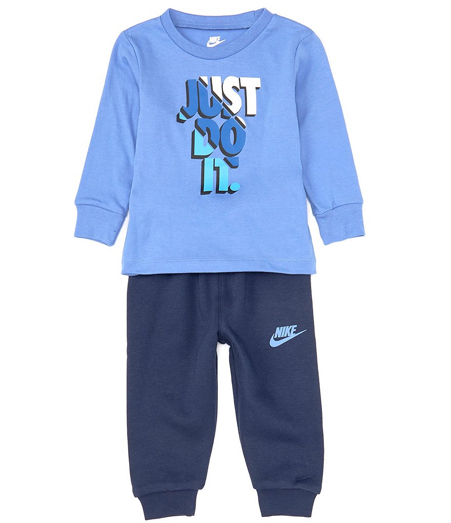 Nike Little Boys 2T-7 Long Sleeve Crew Neck Tee and Fleece Jogger Pants Set