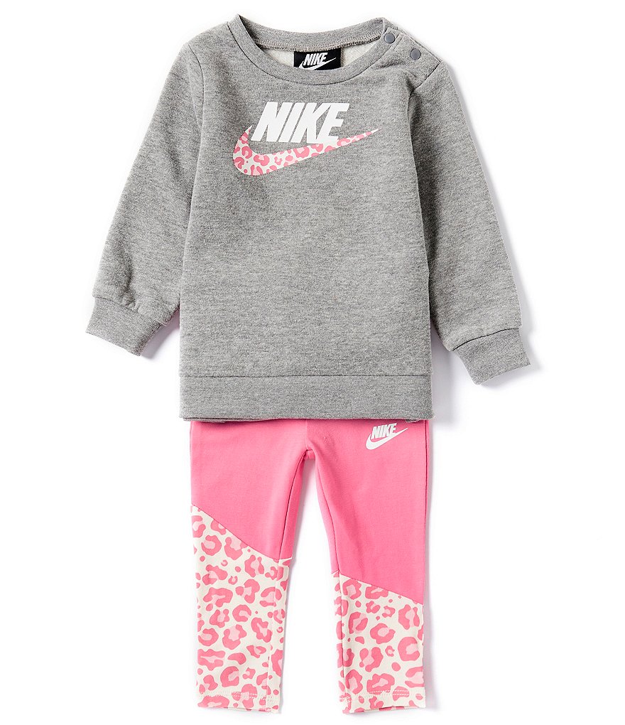 Set Fleece Leggings Dillard\'s & Jersey Sueded Baby Sweatshirt Nike Long Girls | 12-24 Months Stretch Sleeve