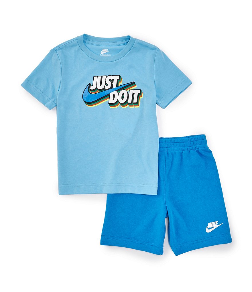 Nike Little Boys 2T-7 Short Sleeve Just Do It Jersey T-Shirt & Coordinating  French Terry Shorts Set