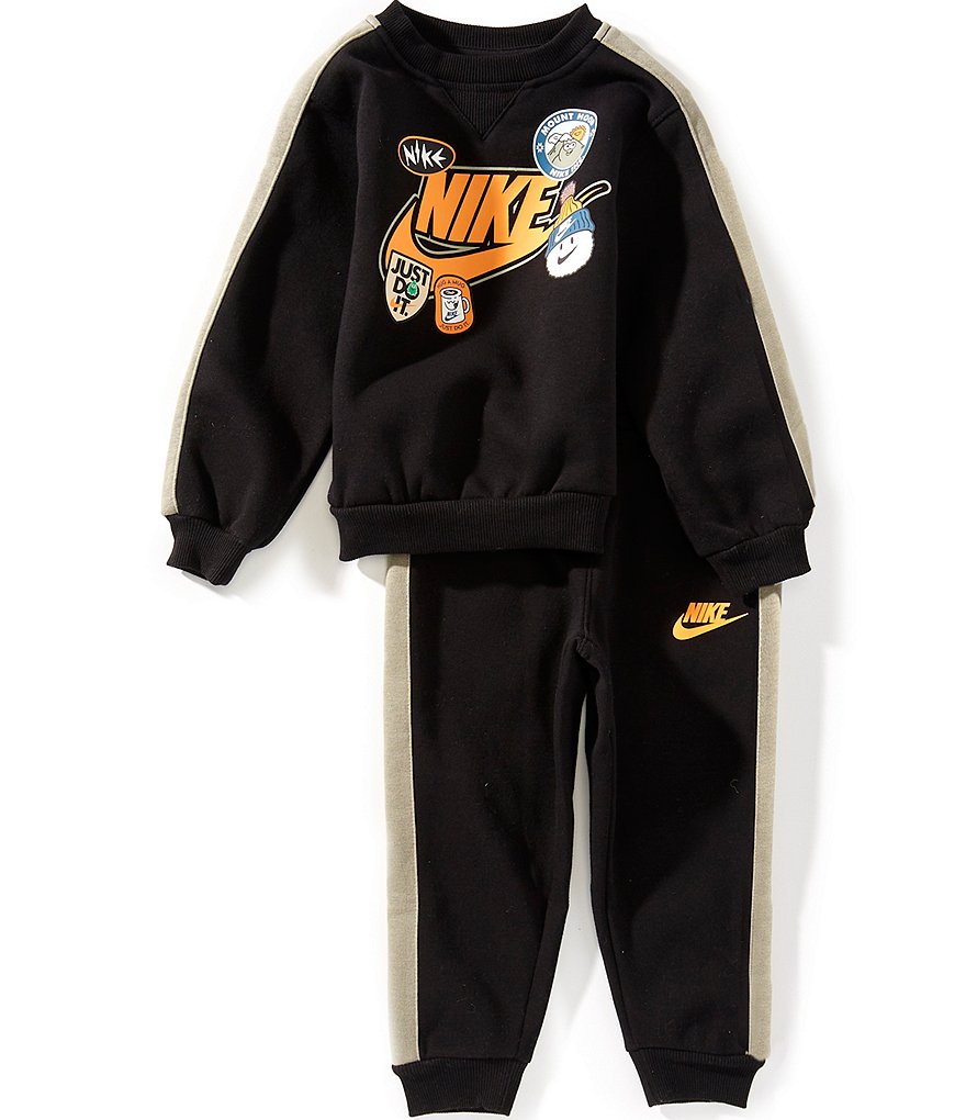Nike Little Boys Long Sleeve Fleece Pullover & Jogger Pants 2-Piece Set