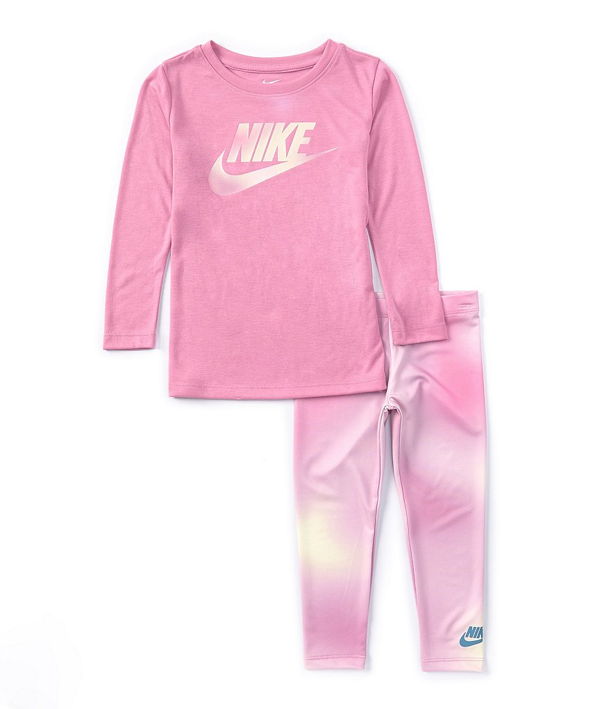 Deals NWT Nike Dri-FIT Pink Hooded Tunic and Floral Leggings Set Little Girls Size 4