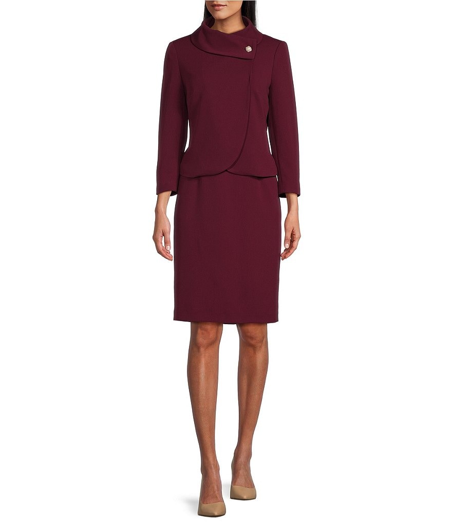 Nipon Boutique Fold Over Button Front Sheath Jacket Dress Set | Dillard's