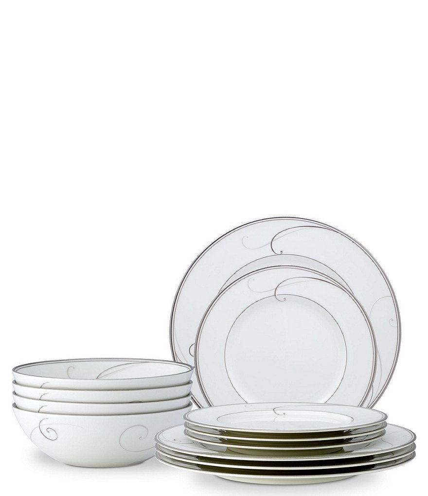 Noritake Platinum Wave Collection 12-Piece Set, Service For 4