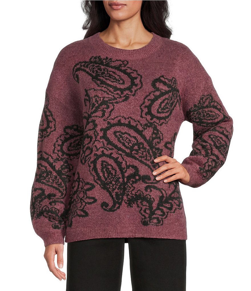 Nurture Paisley Pattern Long Sleeve Crew Neck Sweater | Dillard's