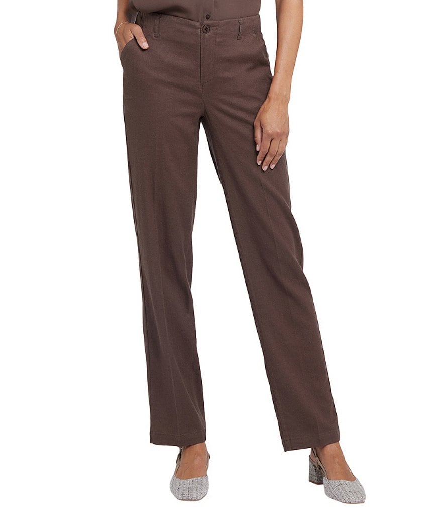 NYDJ Marilyn Stretch Linen Blend Straight Leg Pants | Dillard's