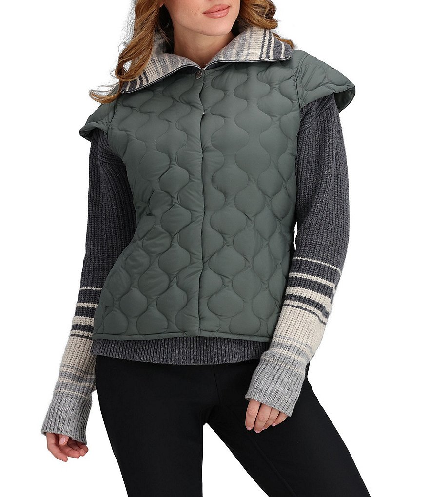 Obermeyer Perry HydroBlock® Classic Toray® Airtastic Cap Sleeve Snap Front  Quilted Down Vest