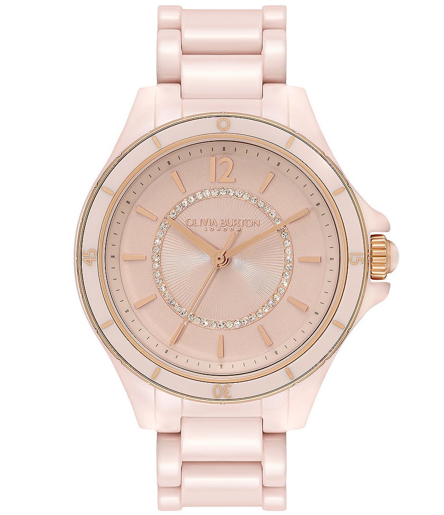 Olivia Burton Women's Sport Luxe Quartz Analog Blush Ceramic Bracelet ...