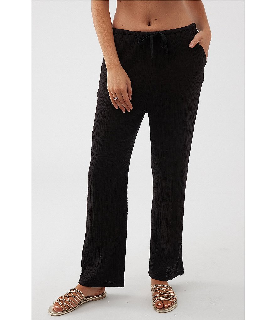 O'Neill Brenda Mid Rise Crinkle Gauze Straight Leg Pants